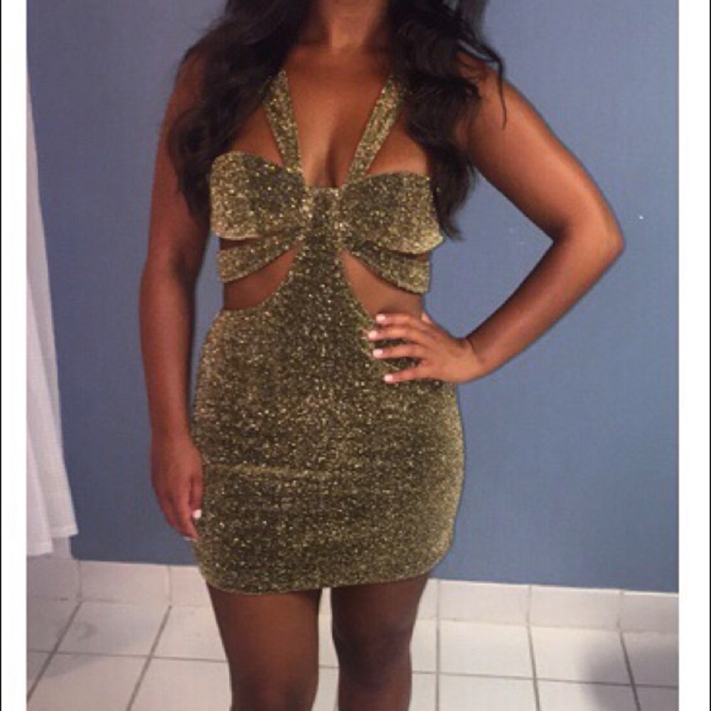 Gold cut out dress